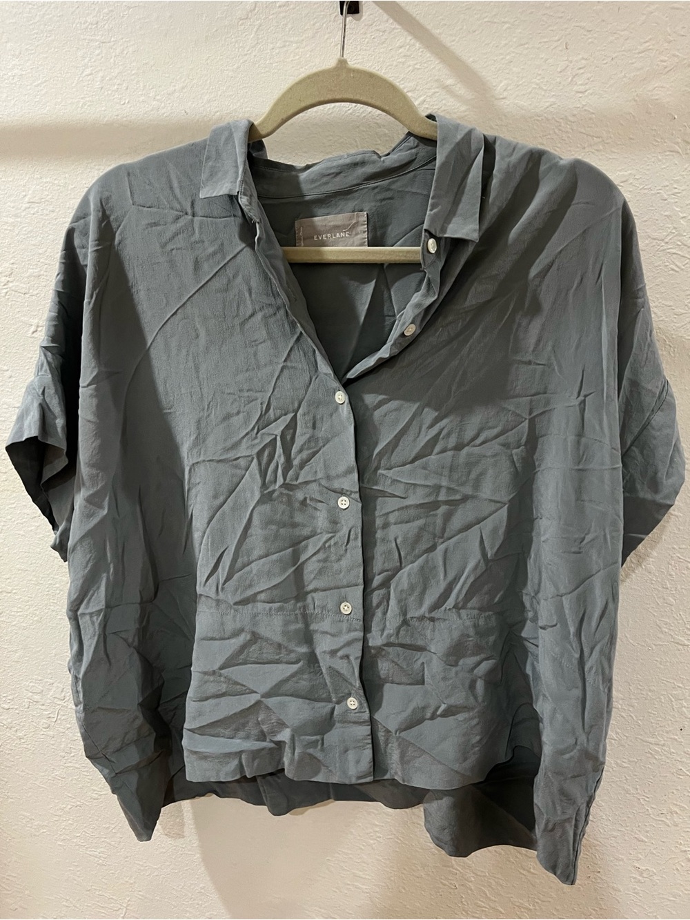 Everlane Slate Gray Short-Sleeve Button-Down Shirt